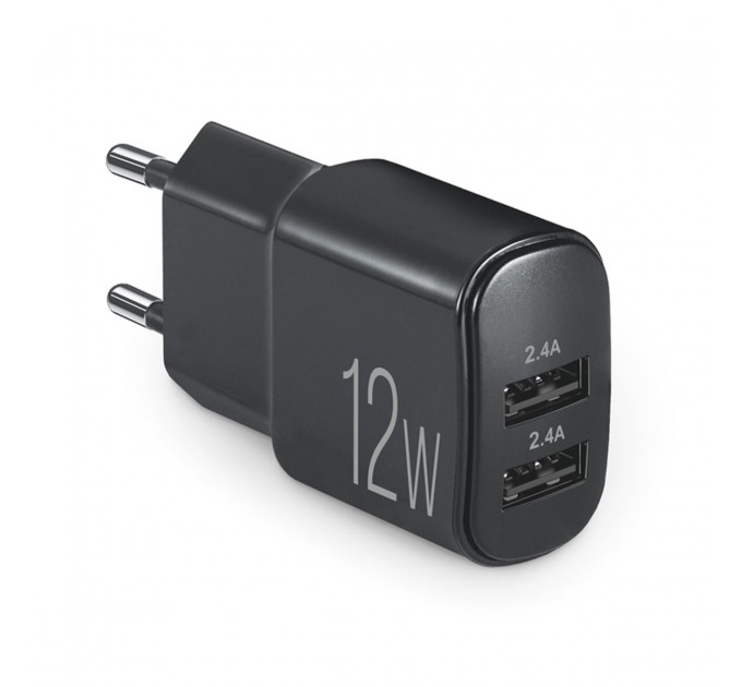 Сетевое зарядное устройство Brevia ePower 12W 2xUSB-A черный, цена: 228 грн.