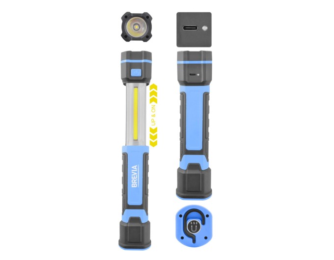 Лампа інспекційна Brevia LED телескопічна 3W COB+1W LED 300lm 2000mAh, Type-C, ціна: 799 грн.