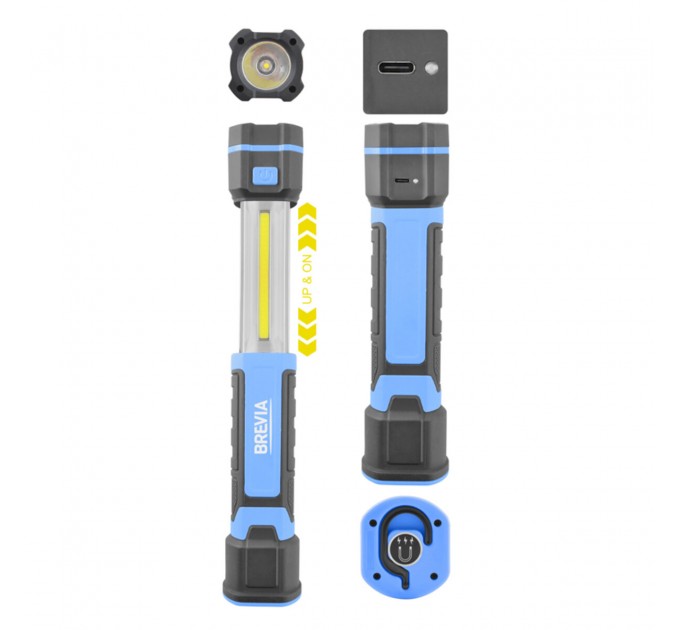 Лампа инспекционная Brevia LED телескопическая 3W COB+1W LED 300lm 2000mAh, Type-C, цена: 775 грн.