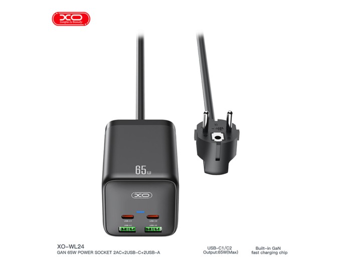Сетевое зарядное устройство XO WL24 Fast Charging Desktop Charger Array Plug 65W черный, цена: 1 099 грн.