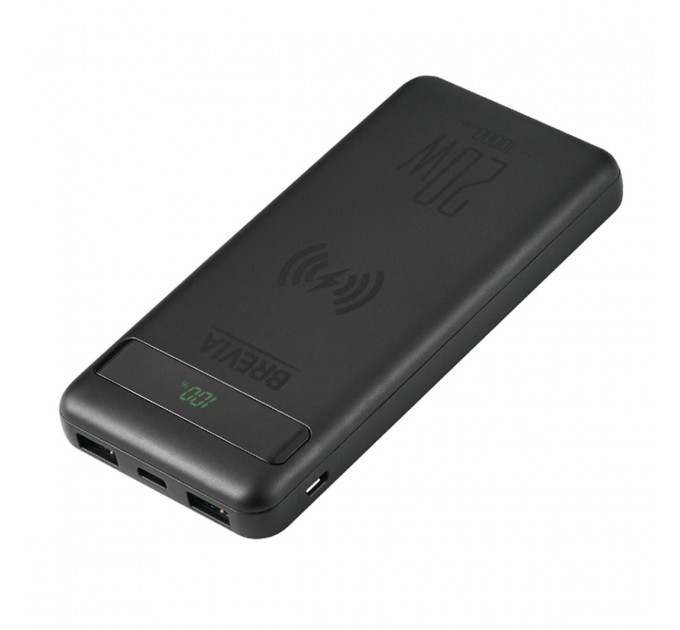 Повербанк (Power Bank) Brevia 10000mAh 20W Wireless Qi10W Li-Pol, LCD чорний, ціна: 699 грн.
