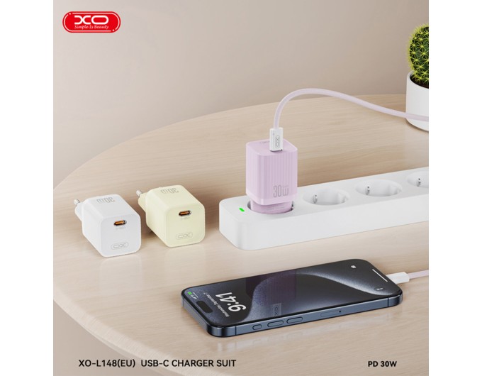 Сетевое зарядное устройство XO L148 PD30W USB-C + Type-C кабель белый, цена: 379 грн.