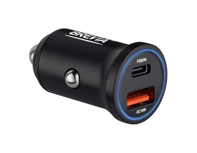 Автомобильное зарядное устройство Brevia ePower DualChargeLED 38W 1xUSB-C+1xUSB-A черный, цена: 468 грн.