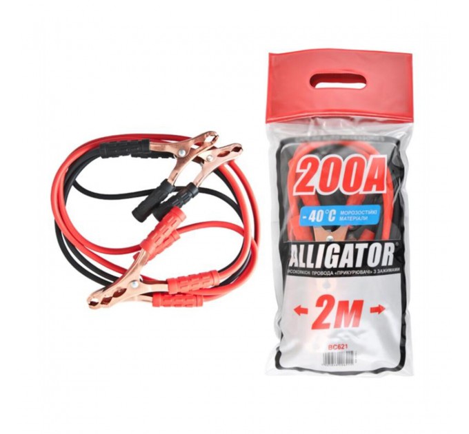 Провода-прикурювачі Alligator 200А, 2м, (поліет. пакет) BC621, ціна: 250 грн.