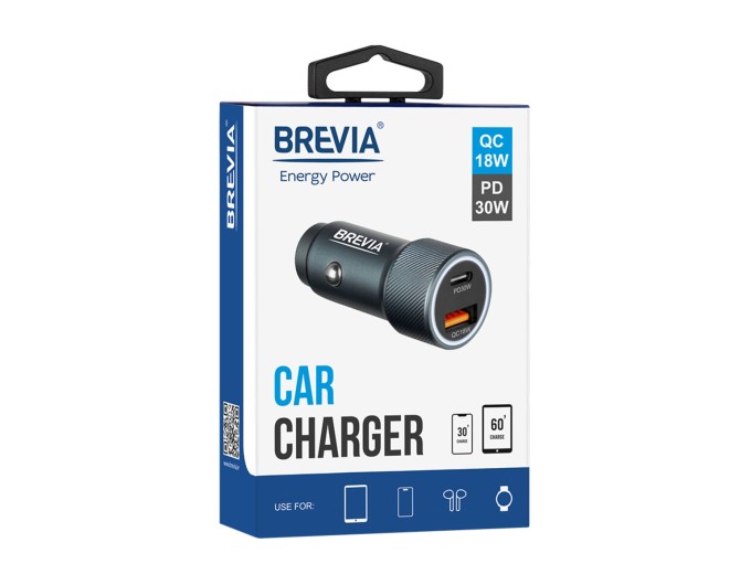 Автомобильное зарядное устройство для Brevia ePower Dual Grip Metal LED 48W 1xUSB-C+1xUSB-A, цена: 339 грн.