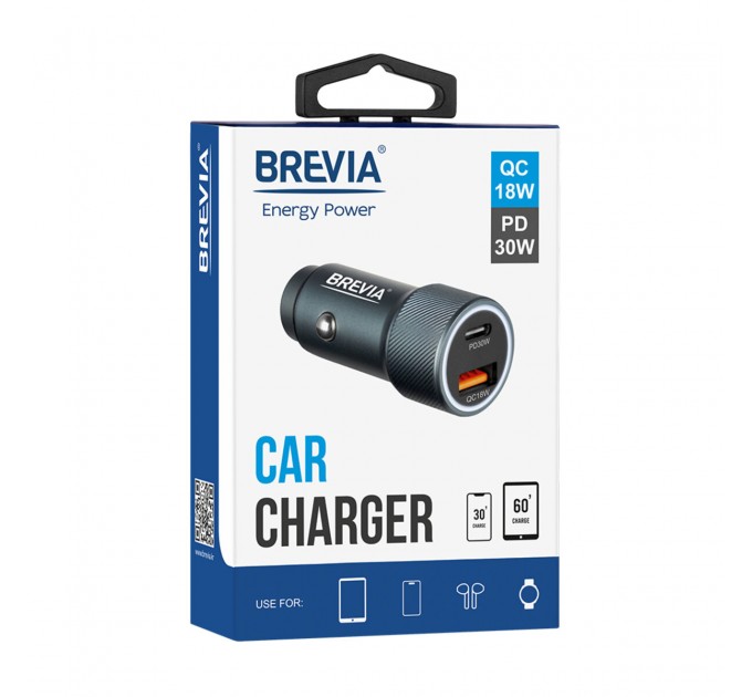 Автомобильное зарядное устройство для Brevia ePower Dual Grip Metal LED 48W 1xUSB-C+1xUSB-A, цена: 331 грн.