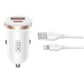 Автомобильное зарядное устройство для XO CC56 Plastic mini 30W+ Lightning кабель белый, цена: 219 грн.