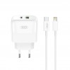 Сетевое зарядное устройство XO L138 PD30W/QC18W 1USB-A+1USB-C + Lightning кабель белый, цена: 399 грн.