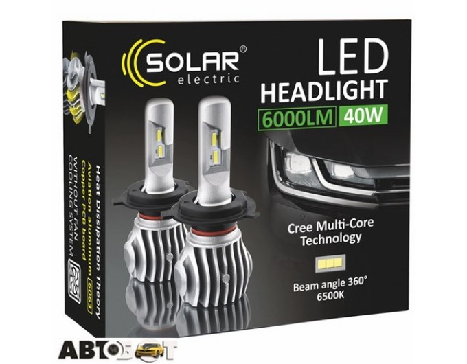 LED лампа SOLAR H4 12/24V 6500K 6000Lm 50W Cree Chip 1860 8604 (2 шт.), цена: 1 811 грн.