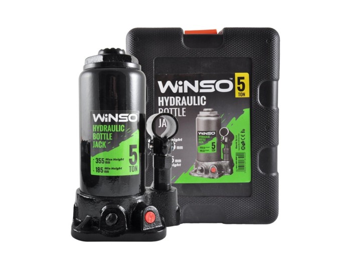 Домкрат гідравлічний пляшковий Winso 5т 185-355мм у кейсі, ціна: 851 грн.