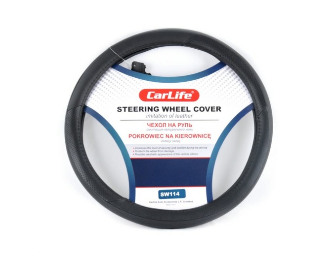 Чехол на руль Carlife 35-37 см из искусственной кожи, черный, цена: 241 грн.