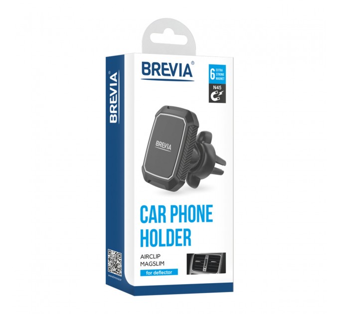 Держатель телефона автомобильный Brevia AirClip MagSlim на дефлектор, 6 магнитов, цена: 329 грн.