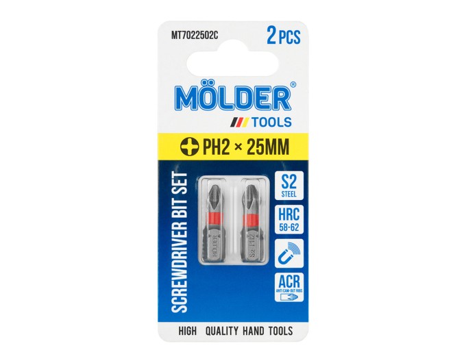 Набор бит Molder PH2x 25мм 2шт (цветная маркировка), цена: 35 грн.