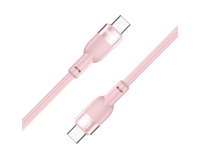 Кабель Brevia Type-C to Type-C 60W 1,2м, рожевий box, ціна: 166 грн.
