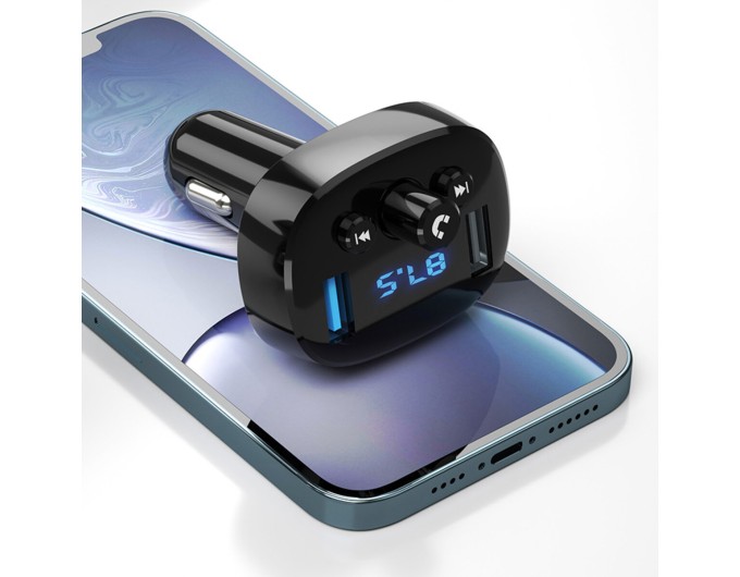 FM-трансмиттер XO BCC02 Bluetooth+FM+USB Charging черный, цена: 389 грн.