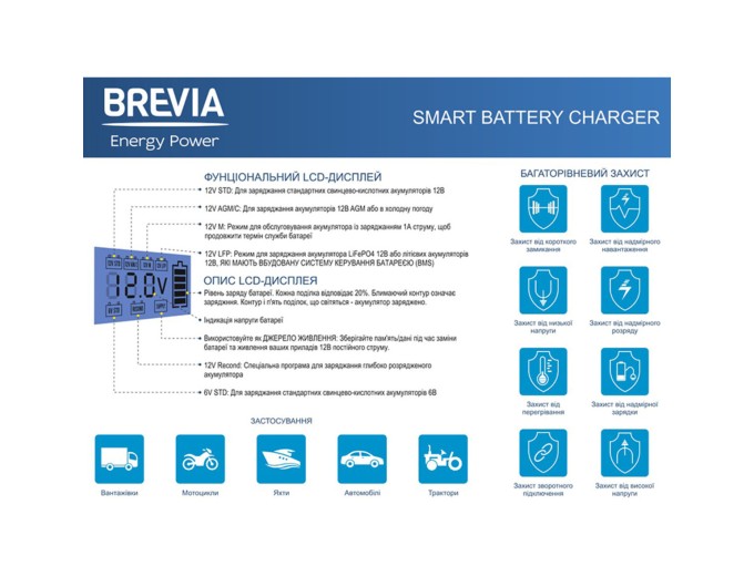 Зарядное устройство АКБ Brevia Power 6/12В 150А·час 6А, цена: 2 999 грн.