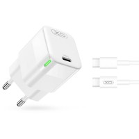 Сетевое зарядное устройство XO CE06 PD 30W GaN +Type-C кабель белый