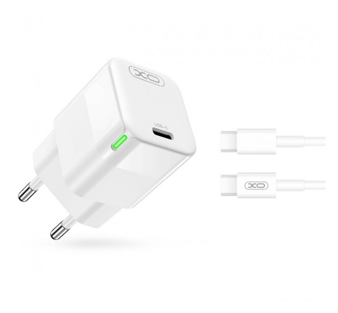 Сетевое зарядное устройство XO CE06 PD 30W GaN +Type-C кабель белый, цена: 429 грн.