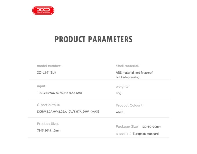Сетевое зарядное устройство XO L141 USB-C 20W белый, цена: 159 грн.