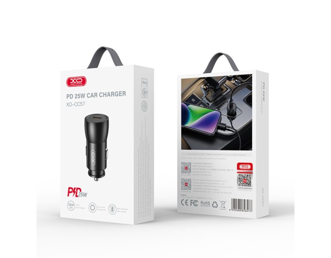 Автомобильное зарядное устройство XO CC57 PD25W Smart Metal Single C Port черный, цена: 129 грн.