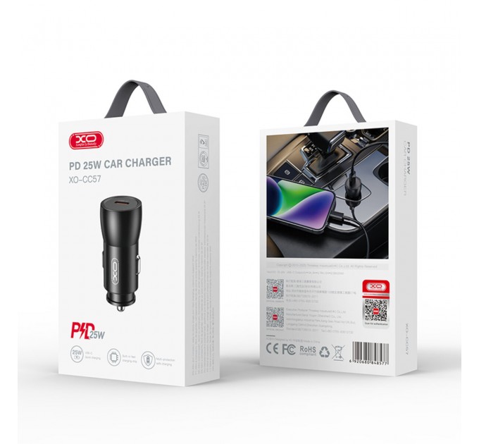 Автомобильное зарядное устройство XO CC57 PD25W Smart Metal Single C Port черный, цена: 109 грн.
