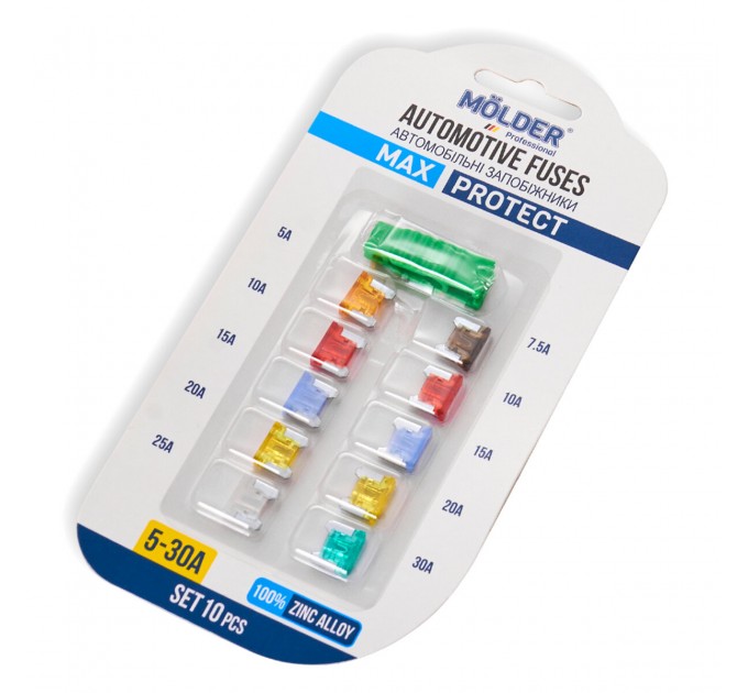 Набір запобіжників Molder "Mini Low Profile" (5А,7,5А,10А,15А,20А,25А,30А), 10шт, ціна: 28 грн.