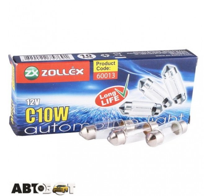 Лампа розжарювання Zollex C10W 12V 35mm 60013 (1 шт.), ціна: 17 грн.