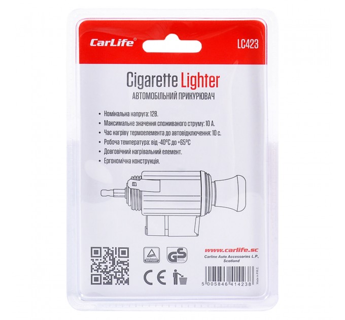 Автомобільний прикурювач CarLife, N1, ціна: 124 грн.