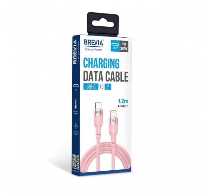 Кабель Brevia Type-C to Lightning 30W 1,2м, розовый box, цена: 211 грн.
