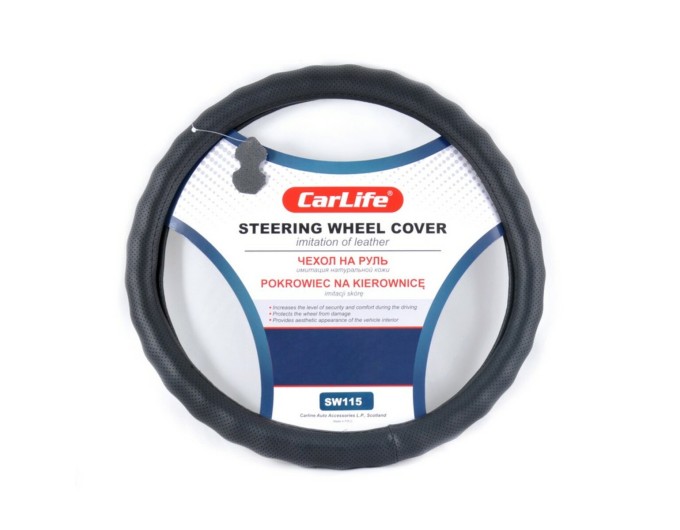 Чохол на кермо Carlife 39-41 см зі штучної шкіри, чорний SW115L, ціна: 270 грн.