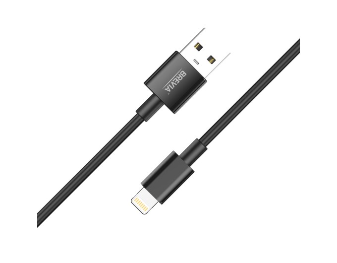 Кабель Brevia USB to Lightning 2,4А 1м, чорний box, ціна: 123 грн.