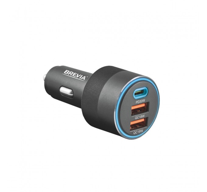 Автомобильное зарядное устройство Brevia ePower TriCharge 66W 1xUSB-C+2xUSB-A черный, цена: 614 грн.
