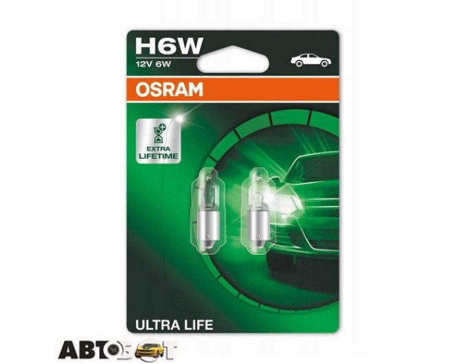Лампа розжарювання Osram Ultra Life H6W 12V 64132ULT-02B (2 шт.), ціна: 713 грн.