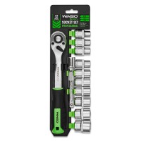 Професійний набір головок торцевих з тріскачкою та подовжувачем Winso Pro 1/2" 72Т CR-V 10-24мм 12шт