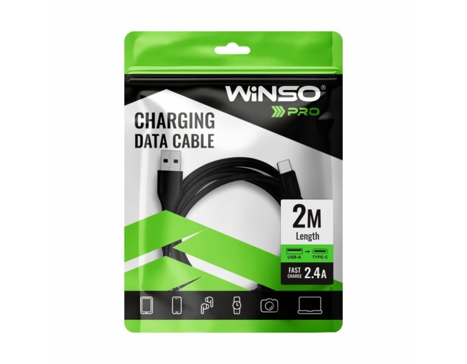 Кабель Winso Pro USB для Type-C PVC 2м черный, цена: 75 грн.