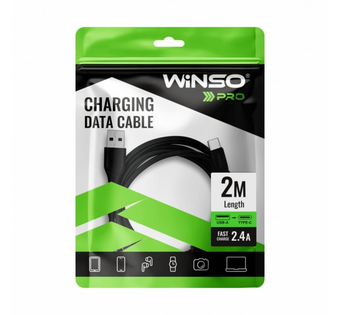 Кабель Winso Pro USB для Type-C PVC 2м черный, цена: 75 грн.