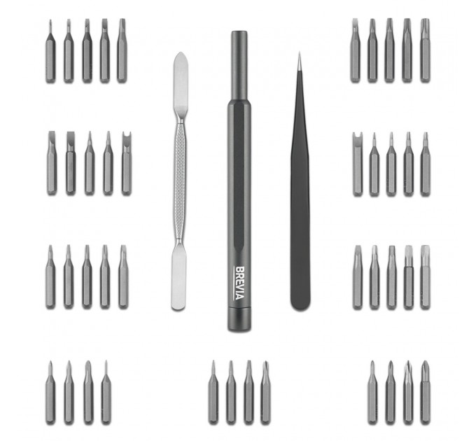 Викрутка Brevia з комплектом насадок для точних робіт алюмінієва 10х127мм, 46в1, ціна: 742 грн.