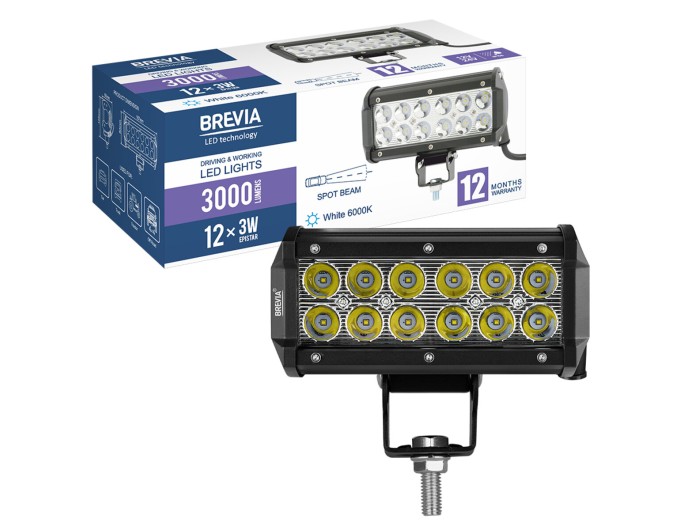 Фара светодиодная Brevia Cree Spot 10-30V, 36W (12x3W), 3000Lm, 1шт, цена: 661 грн.
