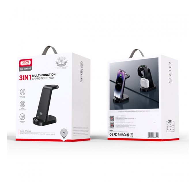 Беспроводное зарядное устройство XO WX035 3в1 Watch Charger + Lightning + TWS, цена: 549 грн.