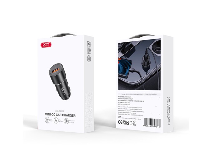 Автомобильное зарядное устройство XO CC54 USB QC3.0 18W черный, цена: 109 грн.