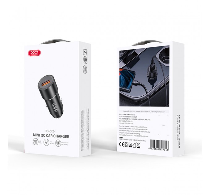 Автомобильное зарядное устройство XO CC54 USB QC3.0 18W черный, цена: 99 грн.