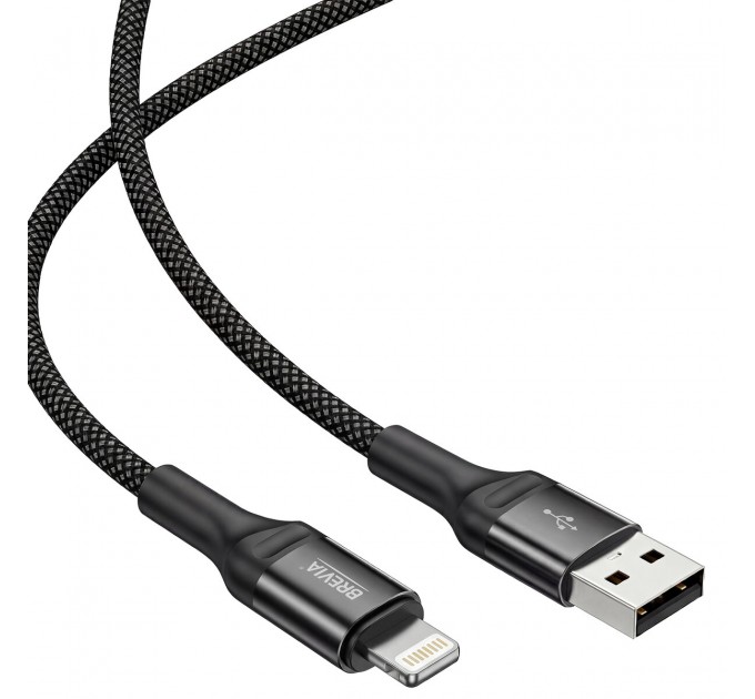 Кабель Brevia USB to Lightning 2.4А 1м, черный box, цена: 155 грн.
