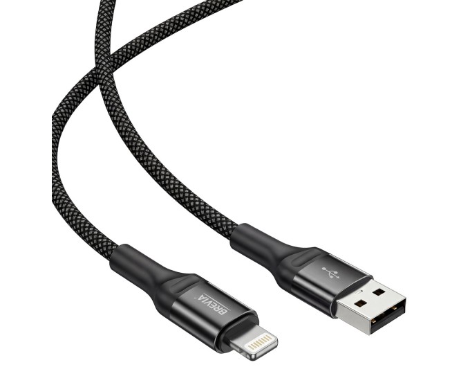 Кабель Brevia USB to Lightning 2,4А 1м, чорний ZIP, ціна: 147 грн.
