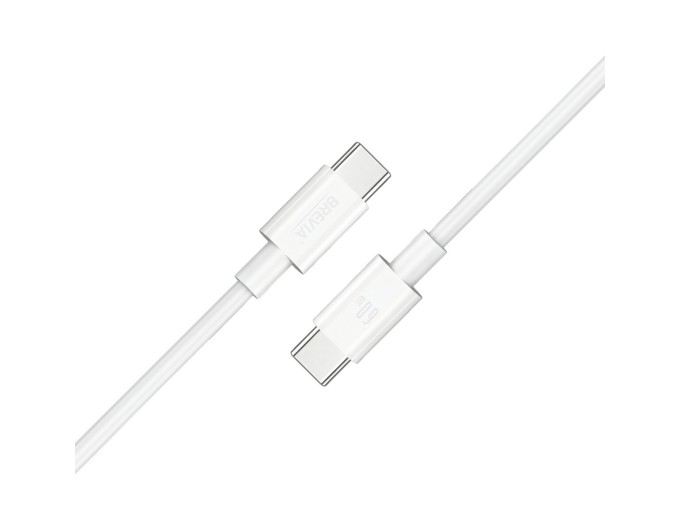 Кабель Brevia Type-C to Type-C 60W 1м, білий ZIP, ціна: 130 грн.