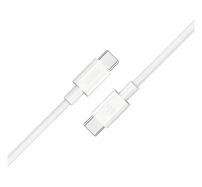Кабель Brevia Type-C to Type-C 60W 1м, белый ZIP, цена: 127 грн.