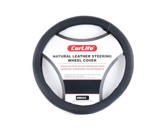 Чехол на руль Carlife 39-41 см кожаный, черный, цена: 353 грн.