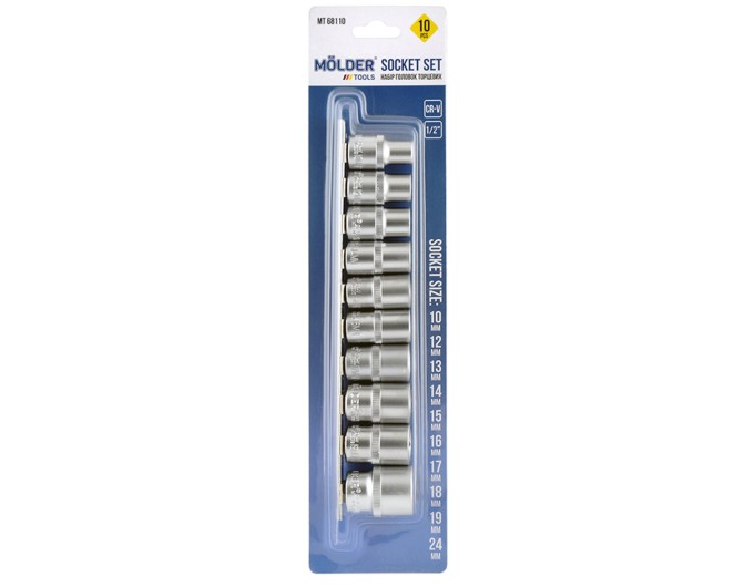 Набір головок торцевих на планці Molder 1/2" 10-24мм CR-V 10шт, ціна: 530 грн.