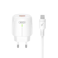 Сетевое зарядное устройство XO L112 QC18W + Lightning кабель белый