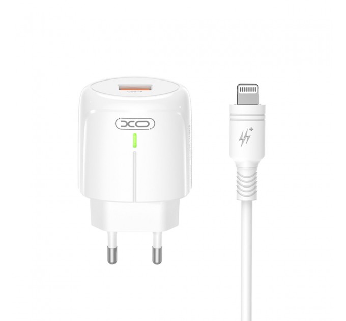 Сетевое зарядное устройство XO L112 QC18W + Lightning кабель белый, цена: 159 грн.