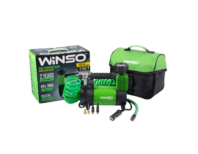 Компресор автомобільний Winso 10Атм 40л/хв 180Вт з LED-ліхтарем, ціна: 1 242 грн.